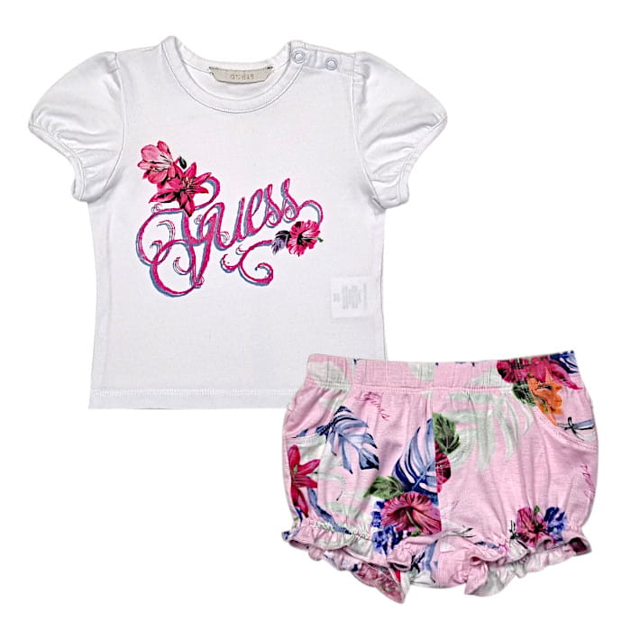 Ensemble Guess fille 0-3 mois rose - Vêtement bébé de marque d'occasion