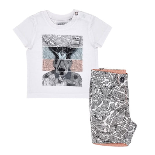 Ensemble IKKS bébé garçon d'occasion 3 mois t-shirt et short réversible