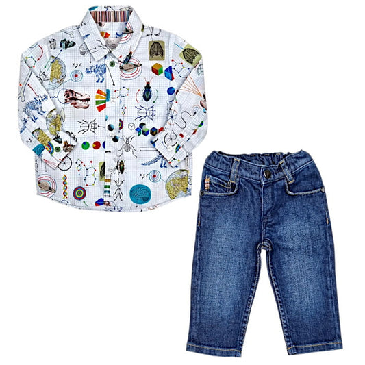 Ensemble bébé garçon chemise et jean bleu, taille 6 mois, marque Paul Smith - seconde main luxe
