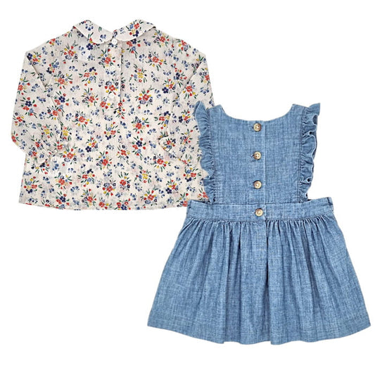 Ensemble blouse et robe, Ralph Lauren, fille 3 mois, vue de dos, vêtement bébé chic, seconde main haut de gamme