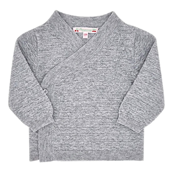 Gilet bébé mixte en cachemire gris, taille 12 mois, marque Bonpoint - seconde main haut de gamme