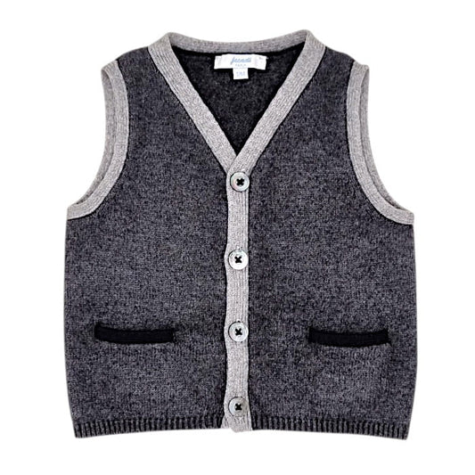 Gilet sans manches bébé garçon gris, taille 12 mois, marque Jacadi - seconde main haut de gamme
