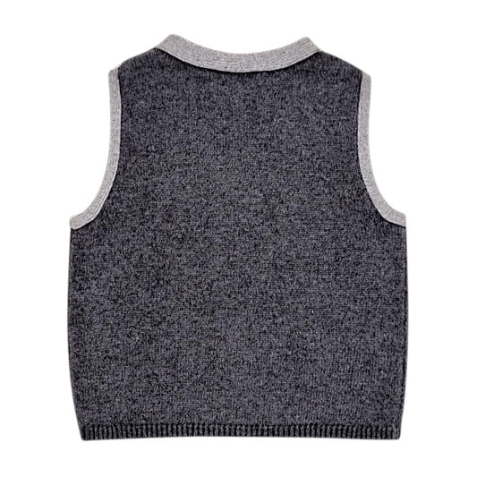 Gilet sans manches gris, Jacadi, garçon taille 12 mois, vue de dos, vêtement d'occasion pour bébé