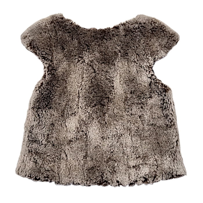 Gilet bébé fille en fausse fourrure marron, taille 6 mois, marque Lili Gaufrette - seconde main premium