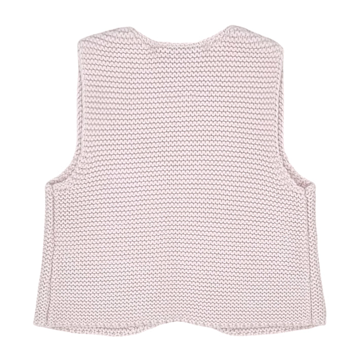 Gilet sans manches bébé fille Tartine et Chocolat 6 mois, rose, en tricot point mousse