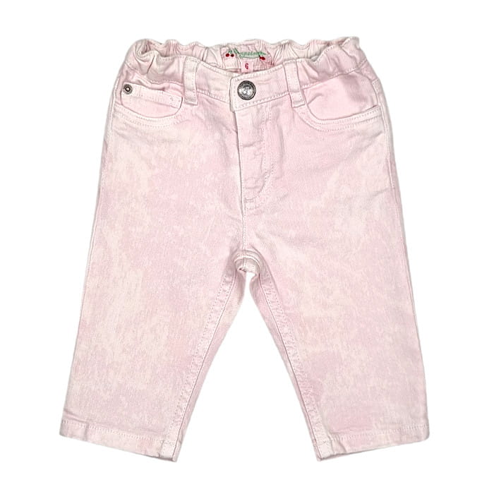 Jean droit rose tie and dye, Bonpoint, 6 mois, vue de face, vêtement bébé fille occasion de marque