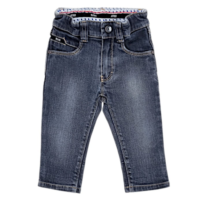 Jean slim gris délavé, Hugo Boss, garçon 12 mois, vue de face, vêtement bébé occasion de marque