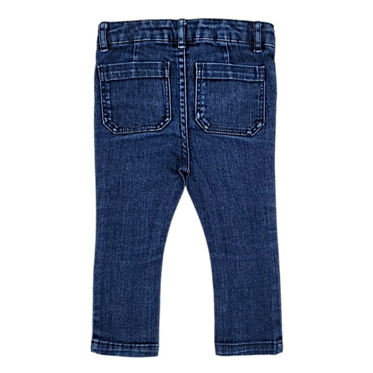 Jean slim bleu brut, Jacadi, fille 18 mois, vue de dos, vêtement bébé occasion de marque
