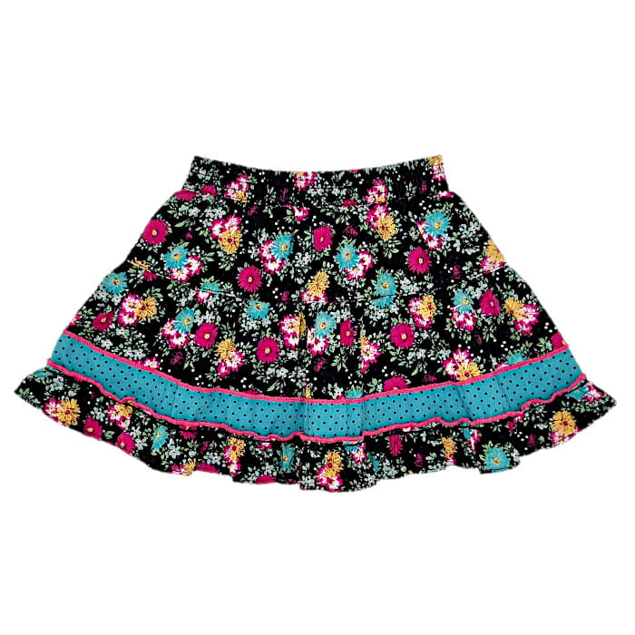 Jupe noire motif floral, Kenzo, 12 mois, vue de face, vêtement bébé marque de luxe fille