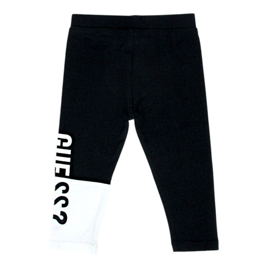 Legging bébé fille Guess 6-9 mois, noir/blanc, signature floquée sur la jambe