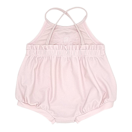 Maillot de bain bébé rose à nœud Repetto, vue de dos, fille 3 mois