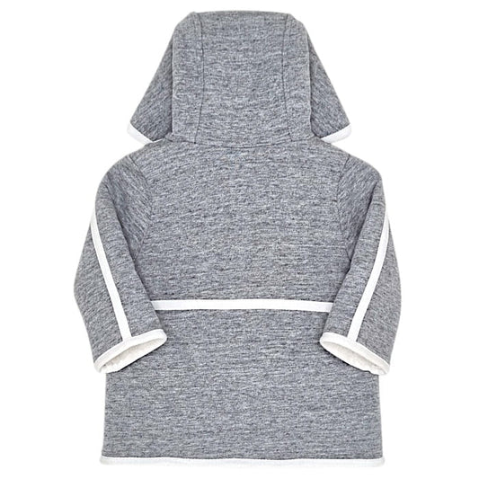 Manteau gris molleton, Chloé, 6 mois, vue de dos, vêtement bébé fille luxe d'occasion