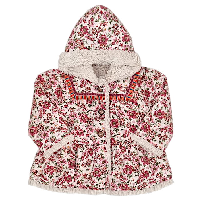 Manteau réversible bébé fille rose/beige à capuche, taille 6 mois, marque Kenzo - seconde main luxe