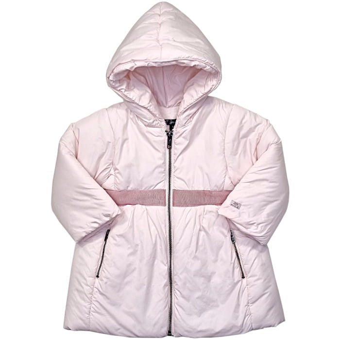 Manteau bébé fille rose Lili Gaufrette d'occasion 12 mois à capuche pliable