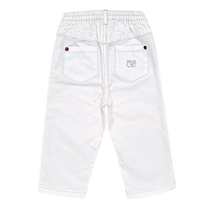 Pantalon blanc en coton, Baby Dior, fille 18 mois, vue de dos, vêtement bébé de marque luxe, seconde main premium