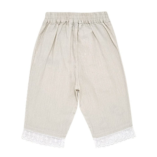 Pantalon beige milleraies, Baby Dior, fille 9 mois, vue de dos, vêtement bébé marque de luxe occasion