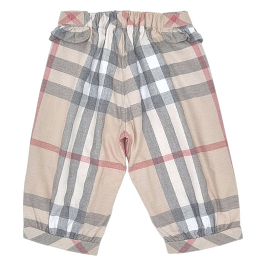 Pantalon bébé beige à carreaux Burberry, vue de dos, fille 12 mois