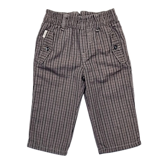 Pantalon IKKS bébé garçon 6 mois marron à carreaux écossais - Vêtement de marque seconde main