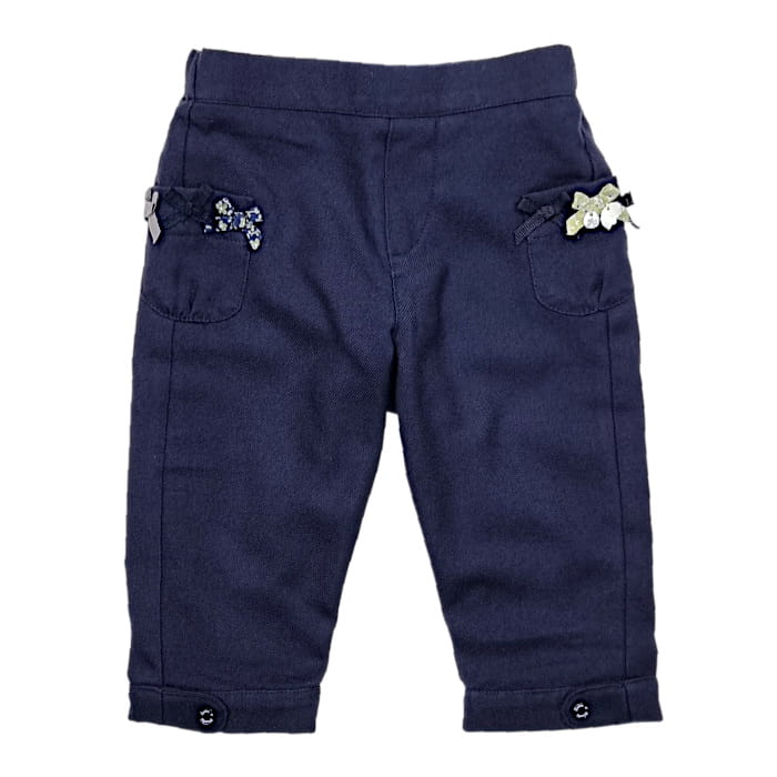 Pantalon Tartine et Chocolat bébé fille 6 mois marine à noeuds - Vêtement de marque d'occasion