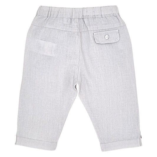 Pantalon bébé gris en lin Tartine et Chocolat, vue de dos, garçon 6 mois