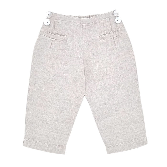 Pantalon beige lin coton, Tartine et Chocolat, garçon 18 mois, vue de face, vêtement d'occasion de marque pour bébé