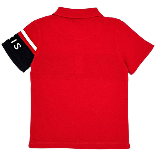 Polo bébé rouge manches courtes Givenchy, vue de dos, garçon 36 mois