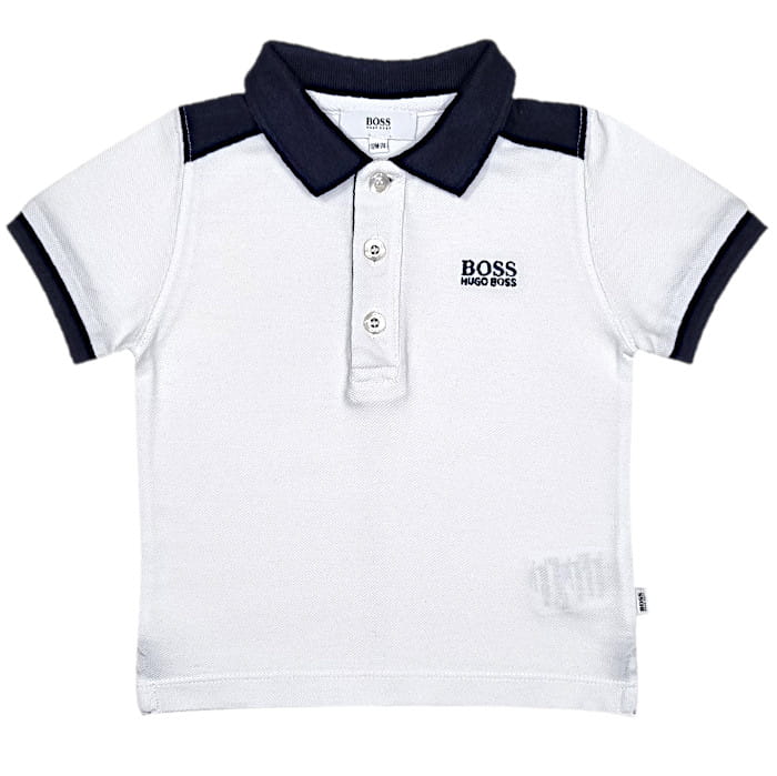 Polo bébé garçon blanc en coton piqué, taille 12 mois, marque Hugo Boss - seconde main haut de gamme