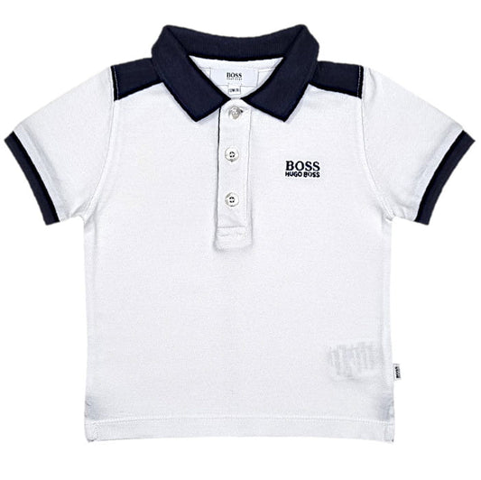 Polo bébé garçon blanc en coton piqué, taille 12 mois, marque Hugo Boss - seconde main haut de gamme