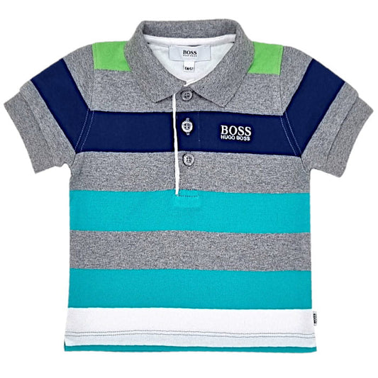 Polo bébé garçon à rayures multicolores, taille 6 mois, marque Hugo Boss - seconde main haut de gamme