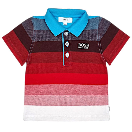Polo bébé garçon rouge en dégradé, taille 6 mois, marque Hugo Boss - seconde main haut de gamme