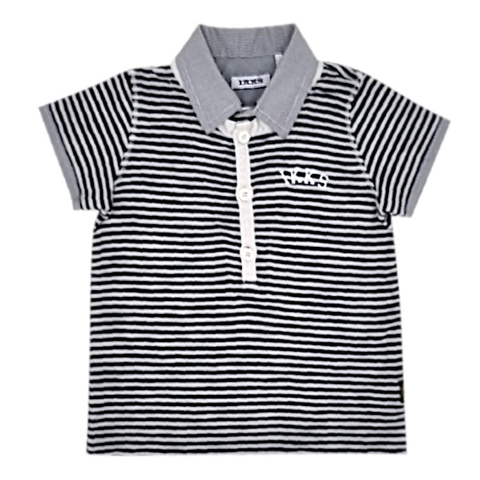 Polo bébé garçon bleu à rayures, taille 12 mois, marque IKKS - seconde main premium