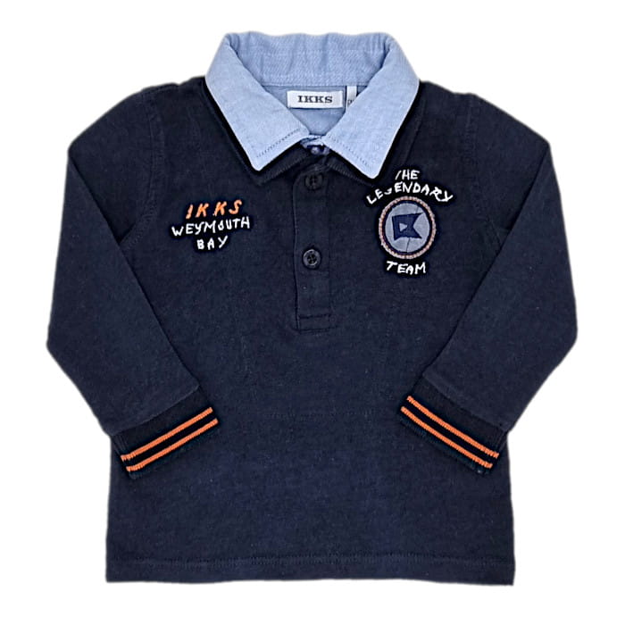 Polo bébé garçon IKKS seconde main 6 mois marine double col