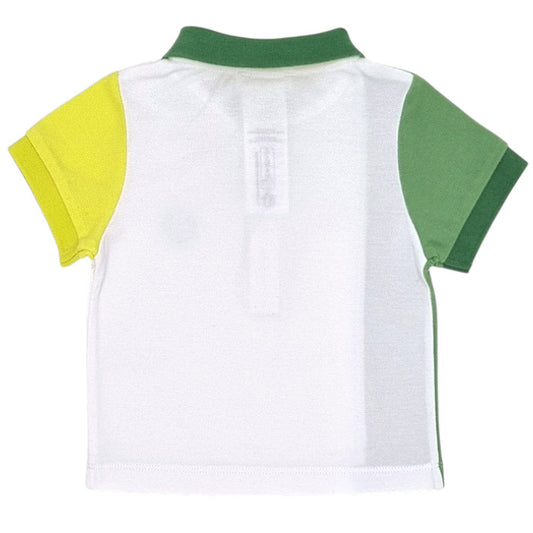 Polo bébé blanc/vert color block Jacadi, vue de dos, garçon 6 mois