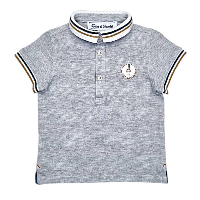 Polo bébé garçon gris, taille 12 mois, marque Tartine et Chocolat - seconde main haut de gamme