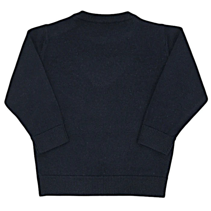 Pull bébé garçon Armani 9 mois, bleu marine, col rond avec boutons signés sur l'épaule