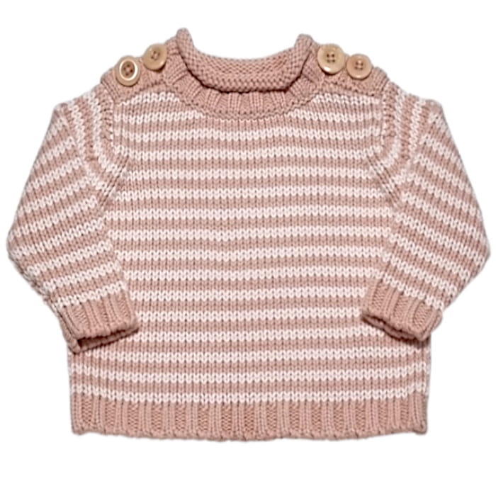 Pull tricot Chloé bébé fille 3 mois luxe d'occasion rose à rayures