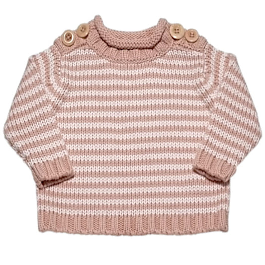Pull rayé bébé fille rose/blanc à rayures, taille 3 mois, marque Chloé - seconde main luxe