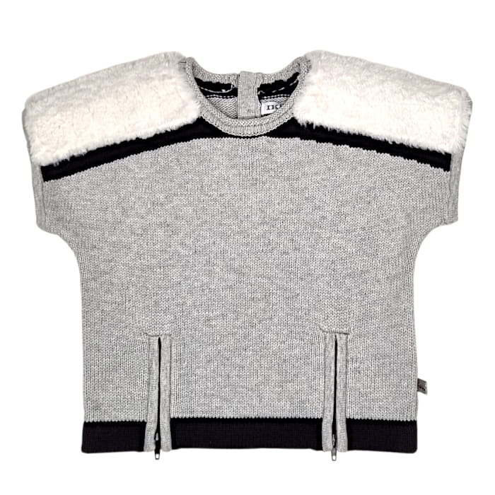 Pull bébé fille 12 mois IKKS gris à manches courtes - Vêtement neuf avec étiquette