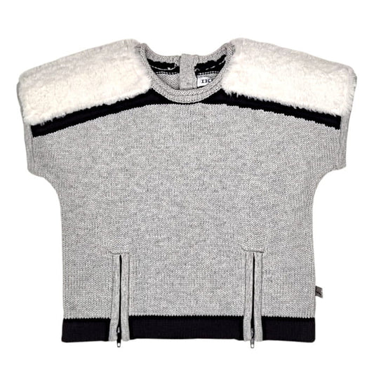 Pull bébé fille gris à manches courtes, taille 12 mois, marque IKKS - seconde main premium