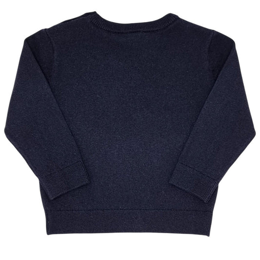 Pull bébé bleu marine en coton et laine Jacadi, vue de dos, garçon 12 mois
