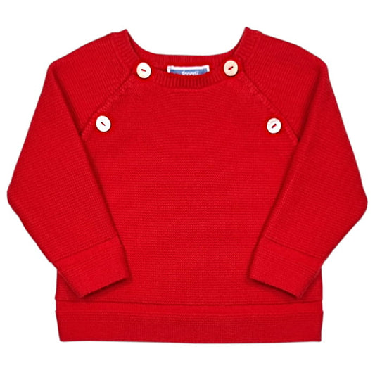 Pull bébé mixte rouge en point mousse, taille 6 mois, marque Jacadi - seconde main haut de gamme