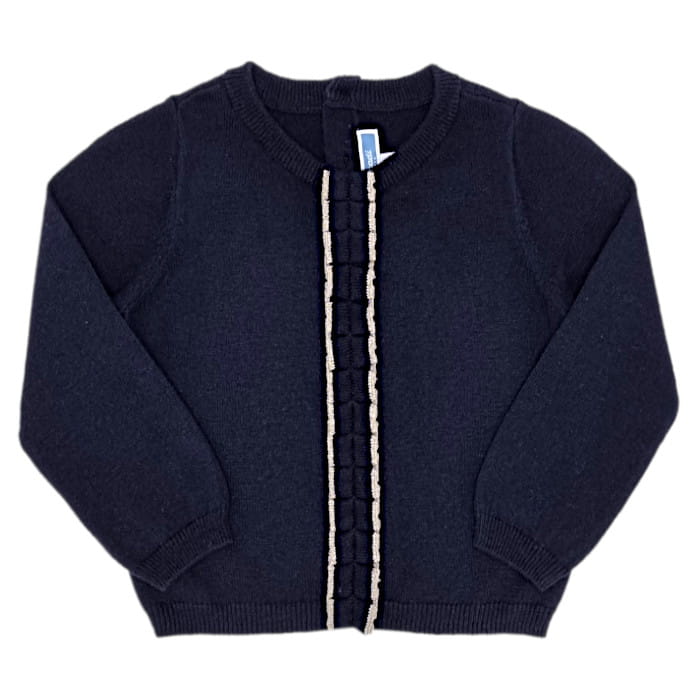 Pull bébé fille bleu marine à col rond, taille 12 mois, marque Jacadi - seconde main haut de gamme