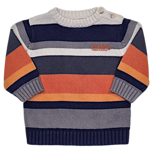 Pull bébé garçon multicolore à rayures, taille 9 mois, marque Timberland - seconde main premium