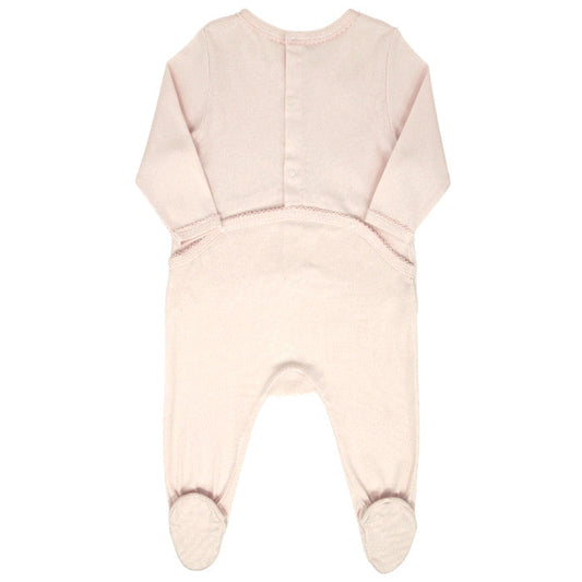 Pyjama bébé fille Chloé 6 mois, rose saumon, finition festonnée