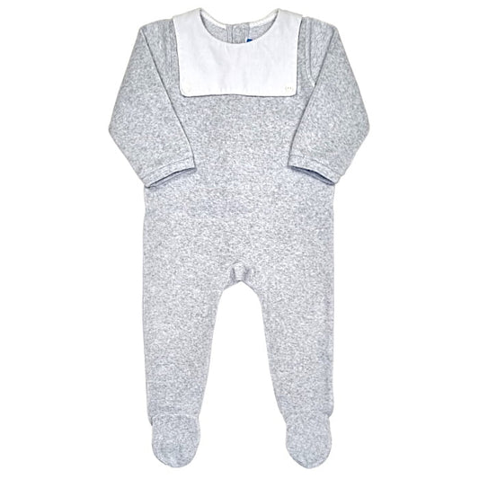 Pyjama 12 mois gris chiné velours - Vêtement Jacadi bébé seconde main