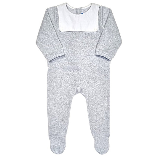 Pyjama bébé mixte en velours gris, taille 12 mois, marque Jacadi - seconde main haut de gamme