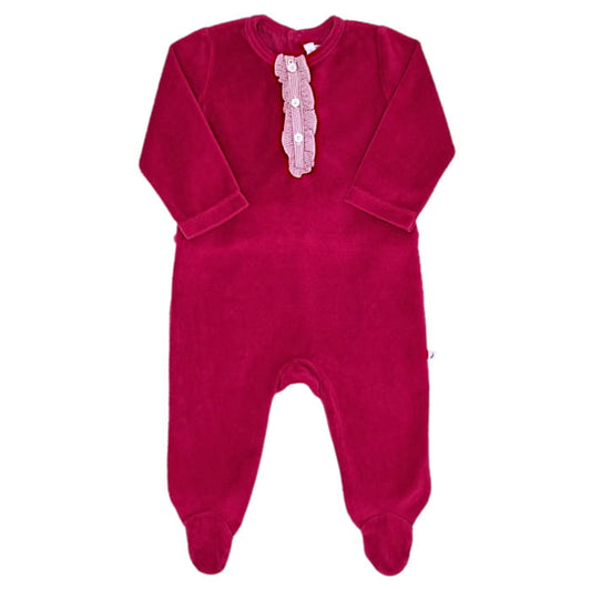 Pyjama bébé fille en velours rouge, taille 6 mois, marque Jacadi - seconde main haut de gamme