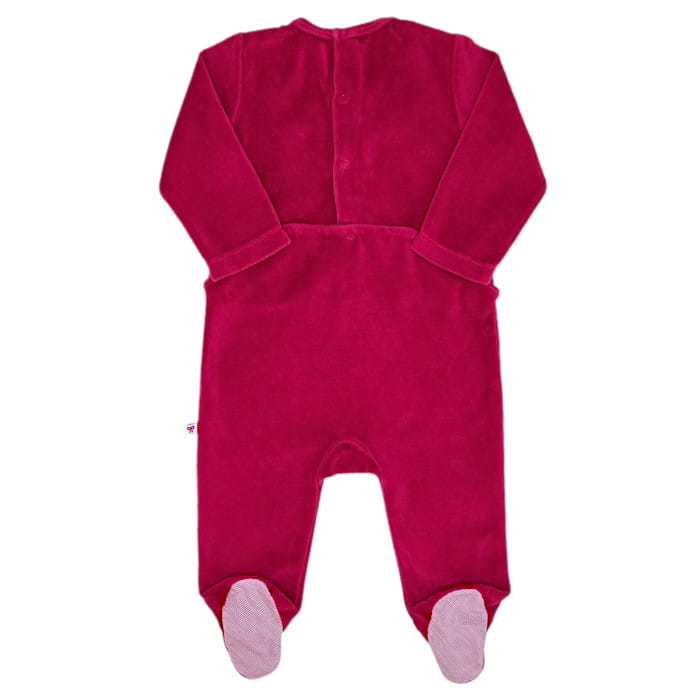 Pyjama rouge en velours, Jacadi, fille 6 mois, vue de dos, mode bébé circulaire