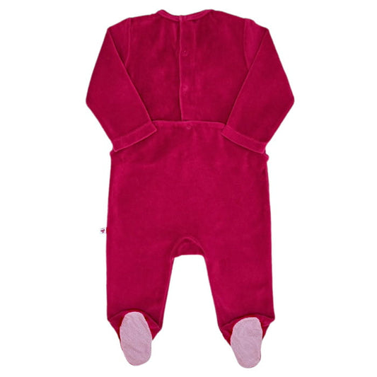 Pyjama rouge en velours, Jacadi, fille 6 mois, vue de dos, mode bébé circulaire