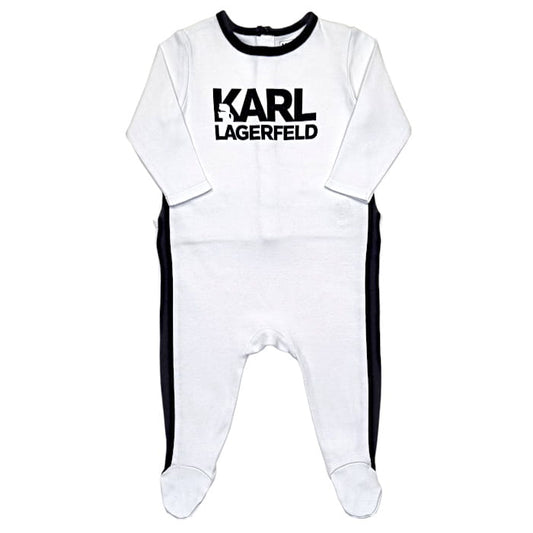 Pyjama bébé mixte blanc/noir signature, taille 6 mois, marque Karl Lagerfeld - seconde main luxe